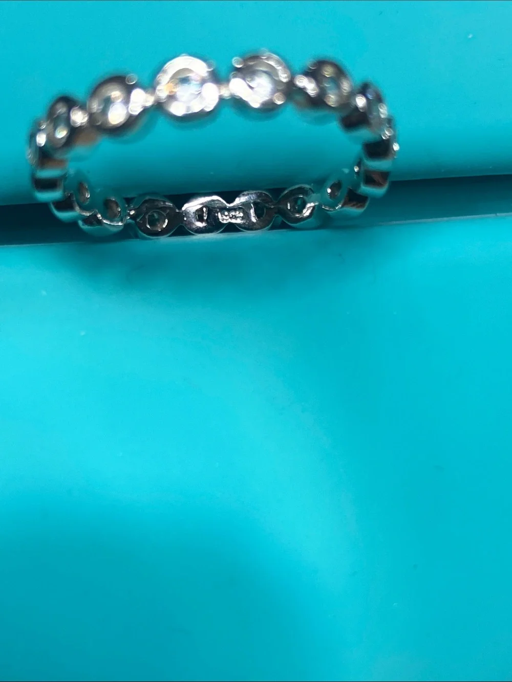 Sterling Silver Crystal Bezel-Set Eternity Band - size 7.5